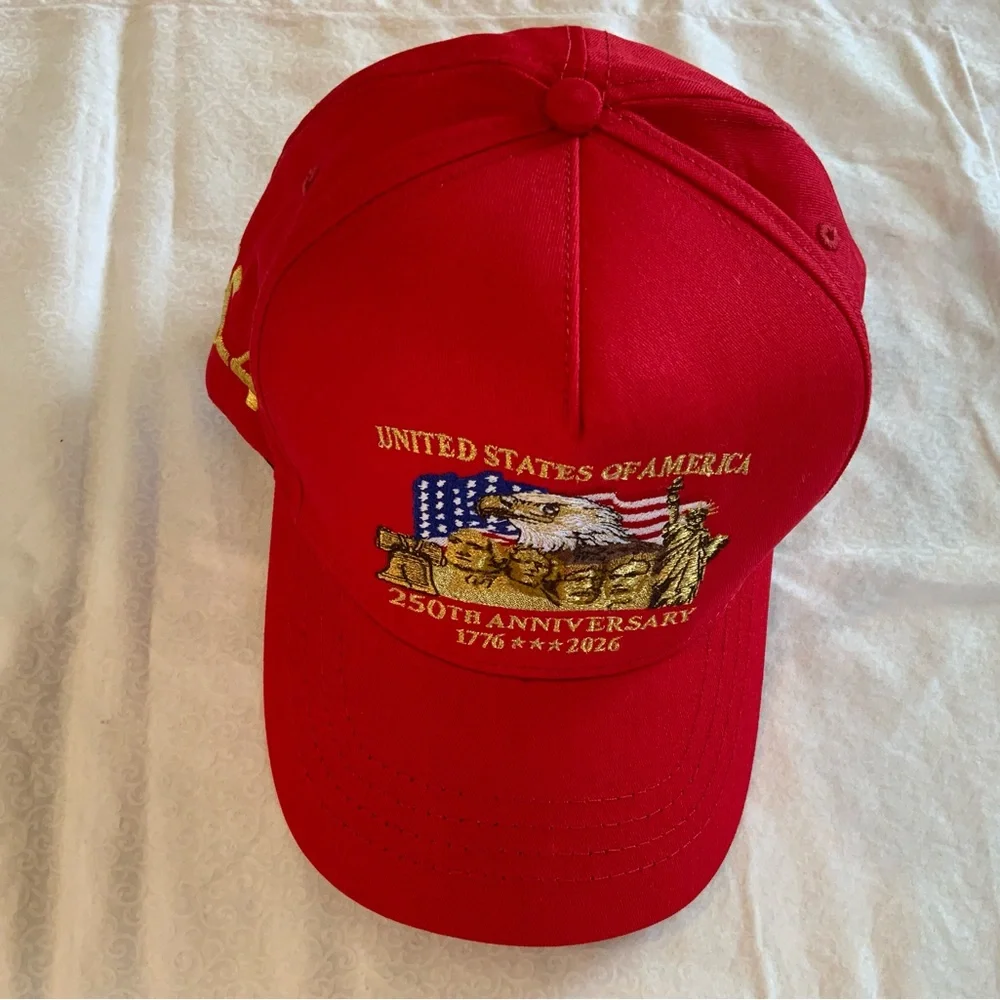 New 2026 Trump 250th Anniversary Hat CF Cali- Fame Headwear 45-47 Red USA